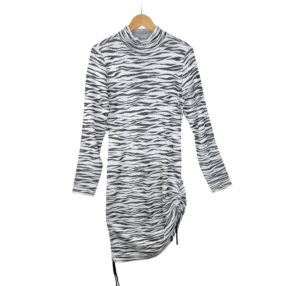 New Bold Elements Long Sleeve Animal Print Sweater Dress size Large Black/White